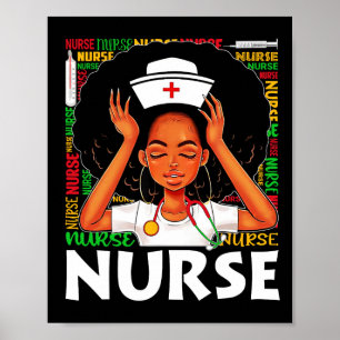Poster Black Nurse Afro Femme Junetten Black History Mo