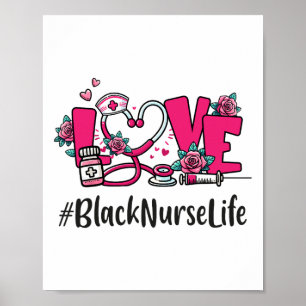 Poster Black Nurse Love Valentine Day mignonne Femmes Hea