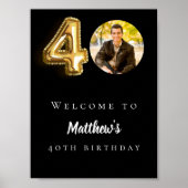 Poster Black or 40ème photo anniversaire fête bienvenue (Devant)