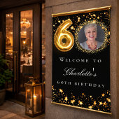 Poster Black or 60e photo anniversaire fête bienvenue