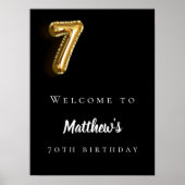 Poster Black or 70e photo anniversaire fête bienvenue (Devant)