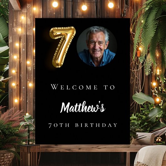 Poster Black or 70e photo anniversaire fête bienvenue