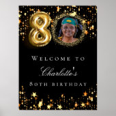 Poster Black or 80e photo anniversaire fête bienvenue (Devant)