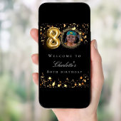 Poster Black or 80e photo anniversaire fête bienvenue