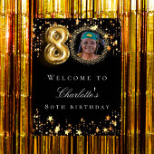 Poster Black or 80e photo anniversaire fête bienvenue