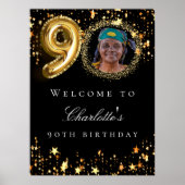 Poster Black or 90ème photo anniversaire fête bienvenue (Devant)