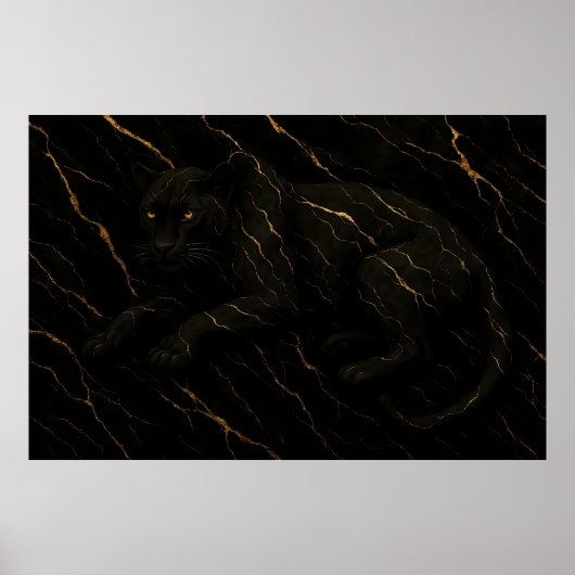 Poster Black Panther Gold Marble Art (Devant)