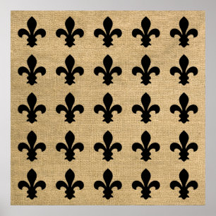 Poster Black Parisien Moods Fleur de Lys Motif