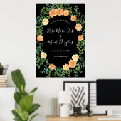 Poster Black & Peach Mariage Floral moderne (Bureau à domicile)