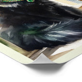 Poster Black Perse Chat Aquarelle Or Emerald Coller (Coin)