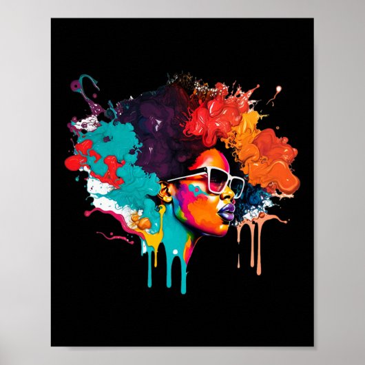 Poster Black Queen Afro Melanin Driving Art Lover Amériqu (Devant)