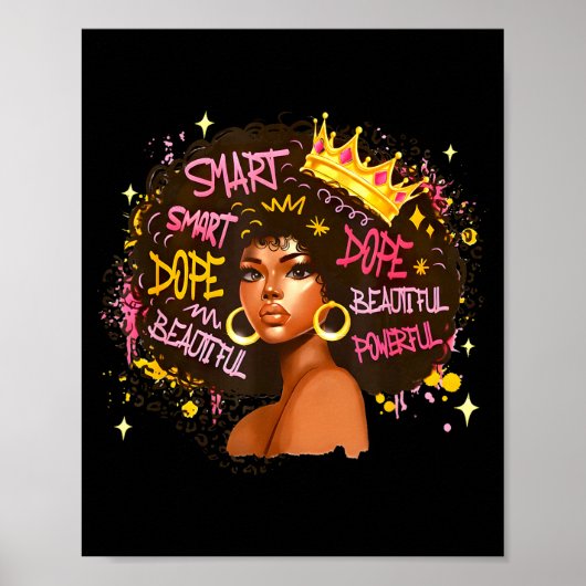 Poster Black Queen Dripng Afro Melanin Black History Mont (Devant)