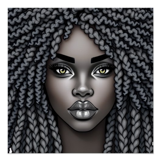 Poster Black Queen Melanin Afrocentric Sista Dreads Locs (Devant)