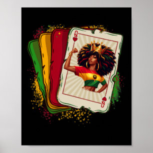 Poster Black Queen Of Hearts Card Deck Jeu Fier Black H