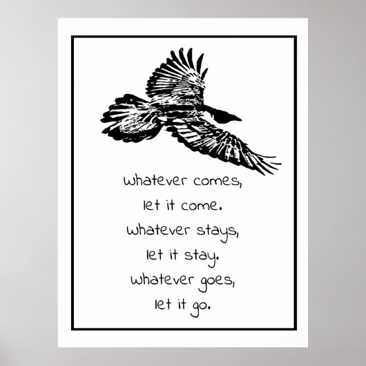 Poster Black Raven Bird Soaring Inspirational Quote (Devant)