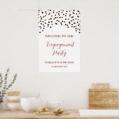 Poster Black Red Engagement Party Personnalisé 20x30 (Cuisine)
