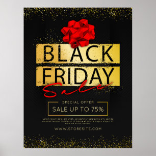 Poster Black Red & Gold Black Vendredi Vente de détail An
