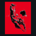 Poster Black Red Pop Art Runse Horse<br><div class="desc">Black Red Pop Art Runse Horse Silhouette / Digital Animal / Cheval Art - Cheval Head Artwork</div>