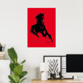 Poster Black Red Pop Art Runse Horse Silhouette (Bureau à domicile)