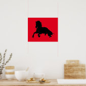 Poster Black Red Pop Art Runse Horse Silhouette (Cuisine)