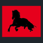 Poster Black Red Pop Art Runse Horse Silhouette<br><div class="desc">Black Red Pop Art Runse Horse Silhouette / Digital Animal / Cheval Art - Cheval Head Artwork</div>
