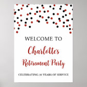 Poster Black Red Retirement Party Personnalisé 18x24 (Devant)