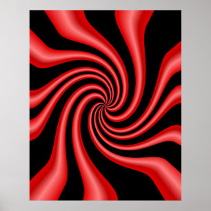 Poster Black & Red Swirl