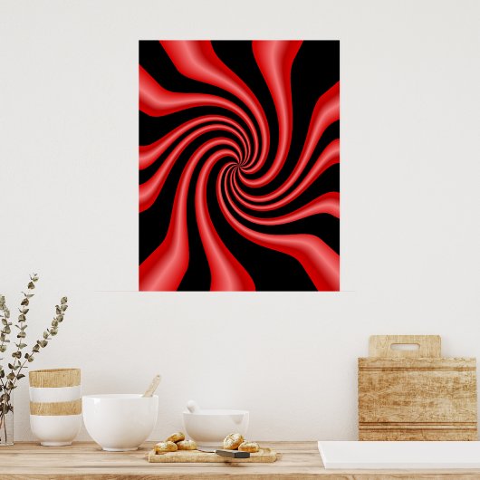 Poster Black & Red Swirl (Cuisine)