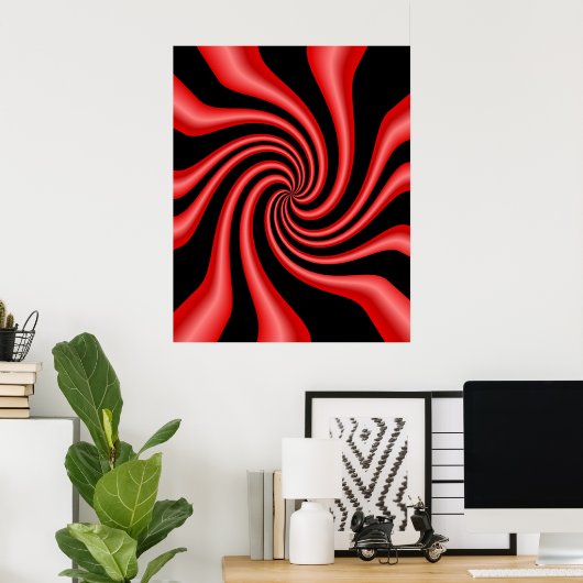 Poster Black & Red Swirl (Bureau à domicile)