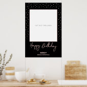 Poster Black & Rose Gold Joyeux Anniversaire Photo Cadre  (Cuisine)
