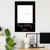 Poster Black & Rose Gold Joyeux Anniversaire Photo Cadre  (Bureau à domicile)