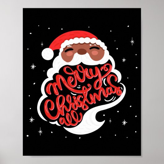 Poster Black Santa Merry Christmas All Toddler T Shirt  (Devant)