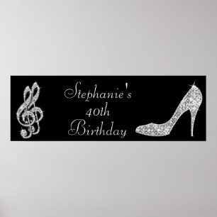 Poster Black/Silver Music Note & Stiletto 40e anniversair