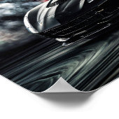 Poster Black Sleek Racing Sports Car Drifting #8 (Coin)