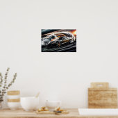 Poster Black Sleek Racing Sports Car Drifting #8 (Cuisine)