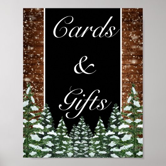Poster Black Snowy Bois & Cartes de Forêt Mariage Cadeaux (Devant)