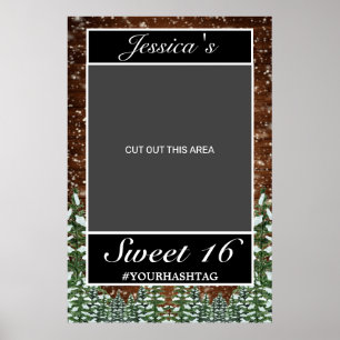 Poster Black Snowy Bois & Pine Forêt Sweet 16 Photo Prop