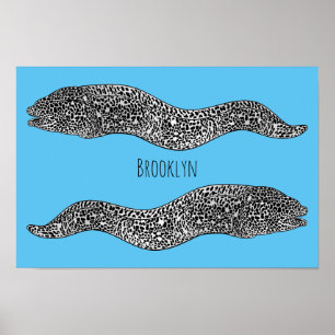Poster Black spotted moray eel cartoon