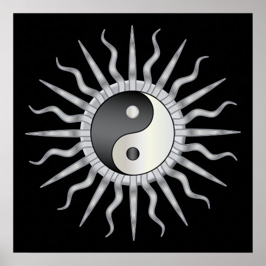 Poster Black Starburst Yin Yang (Devant)