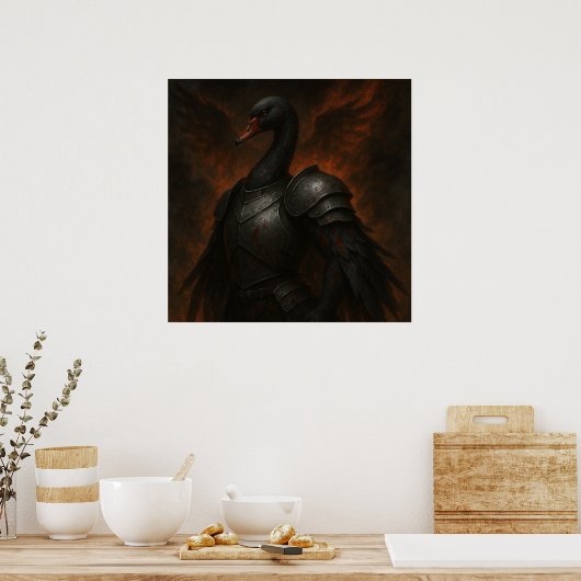 Poster Black Swan Knight – Dark Fantasy Warrior (Cuisine)