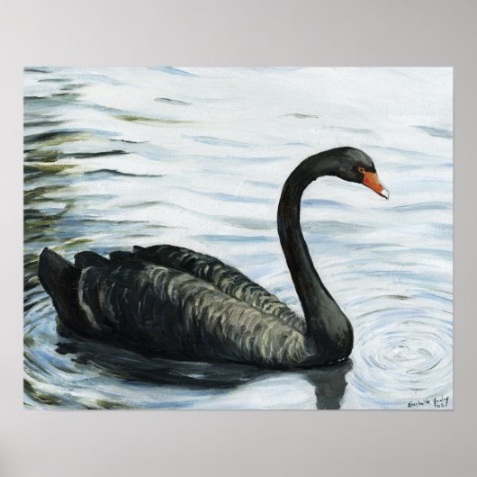 Poster "Black Swan" Oiseau Art Imprimer (Devant)