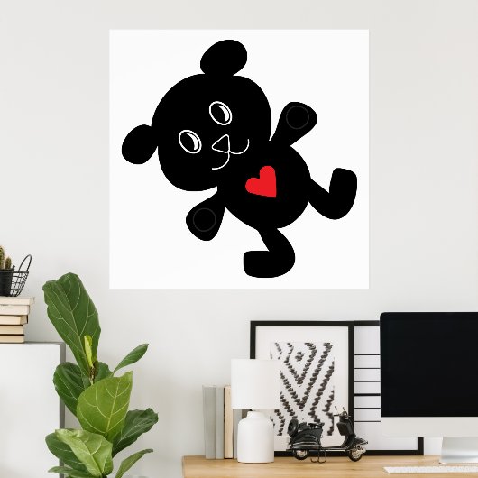 Poster Black Teddy Bear Love (Bureau à domicile)