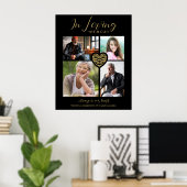 Poster Black Trendy Collage 4 Photos Modern Heart Wedding (Bureau à domicile)