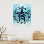 Poster Black Tribal Turtle Sun (Cuisine)