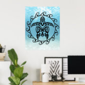 Poster Black Tribal Turtle Sun (Bureau à domicile)