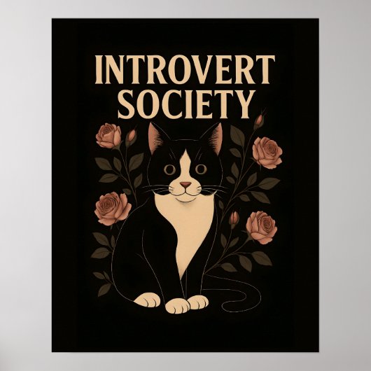 Poster Black Tuxedo Chat Introvertie Société (Devant)