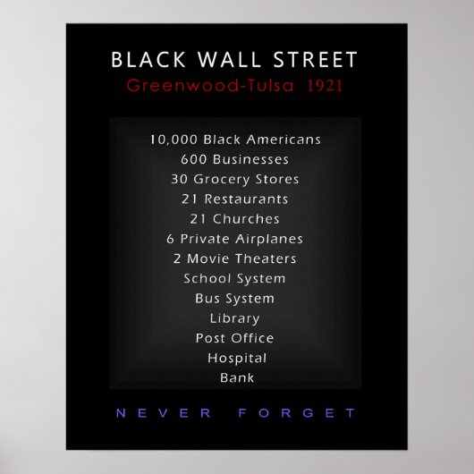 Poster Black Wall Street - N'oubliez jamais (Devant)