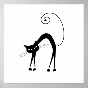Poster Black Whimsy Kitty 9