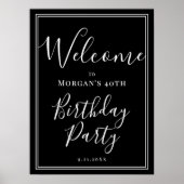 Poster Black White Anniversaire Bienvenue (Devant)