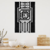 Poster Black & White Art Deco Tapestry (Cuisine)